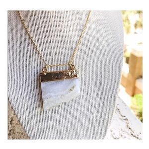 LAST ONE! White quartz stone pendant necklace